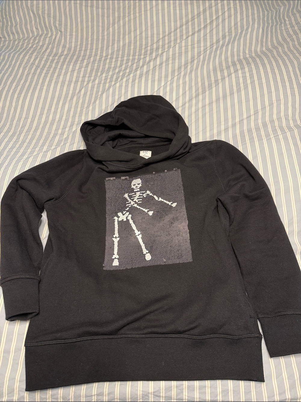 GAP Black Hoodie with White Skeleton Graphic